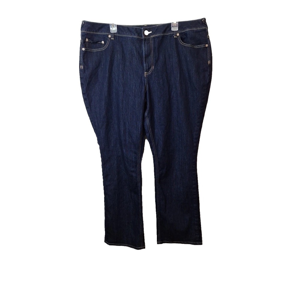 Maurices Womens 24W‎ Long Dark Wash Jeans Logo Stretch Blue Denim Casual School